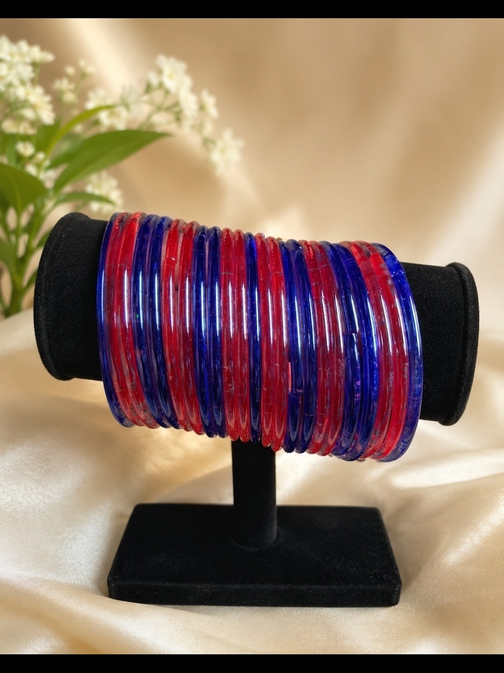 Pink and Blue Glass Bangle Set - Women Jewelry